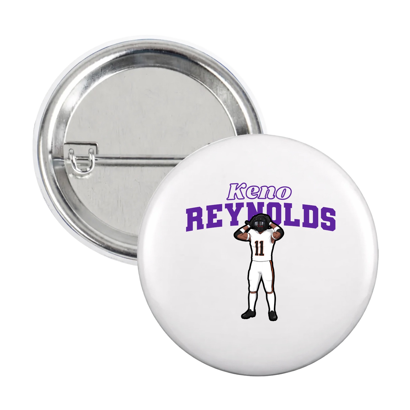 Game Day Button — Name Arch in White