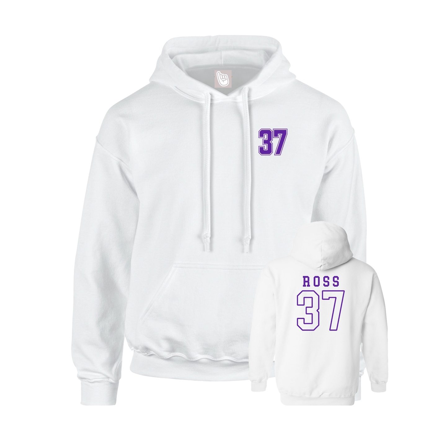 Youth Hoodie — Chest Back in White