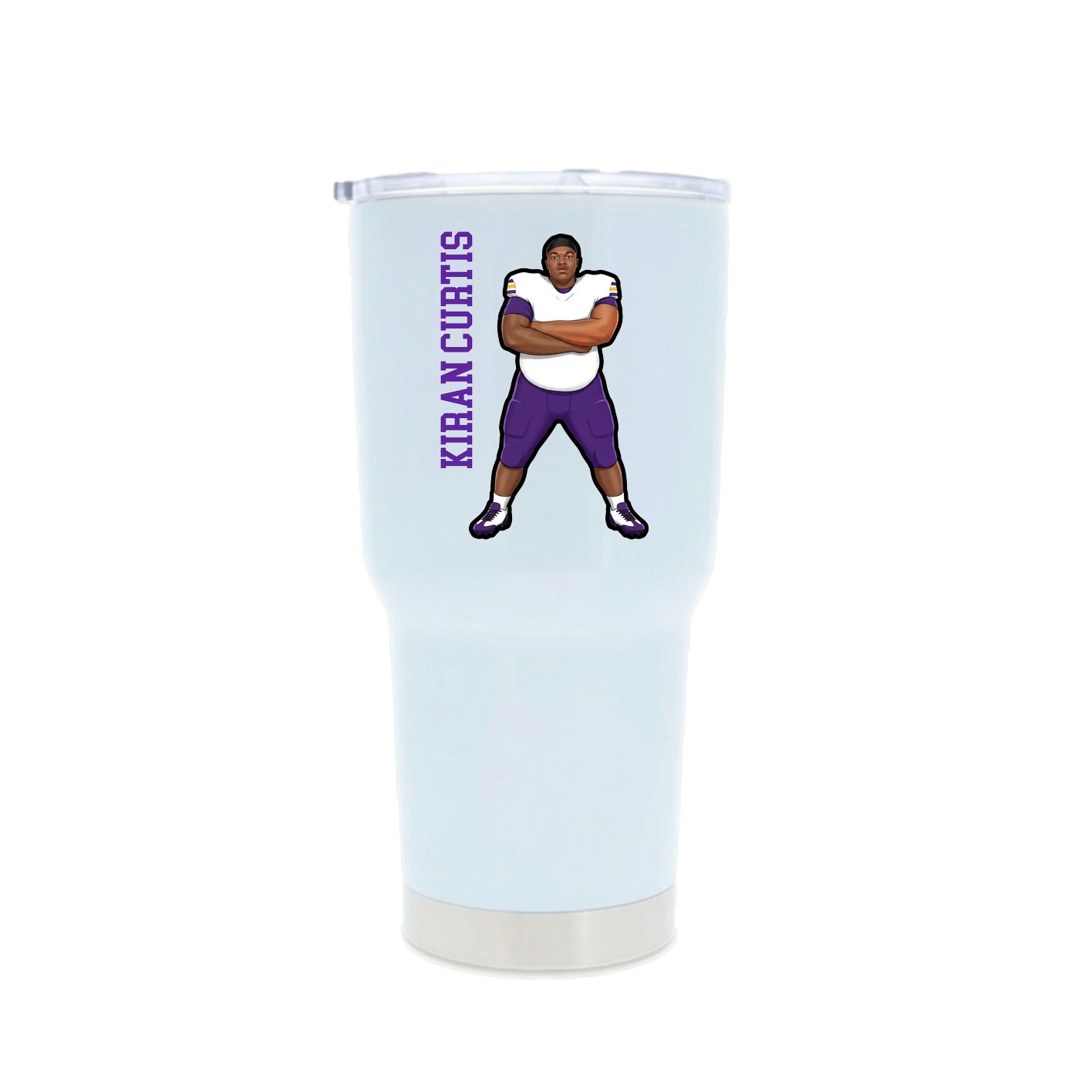 30oz Stainless Steel Tumbler — Name Vertical in White