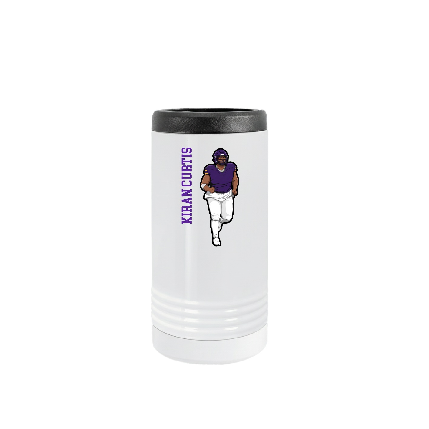Slim Beverage Holder — Name Vertical in White
