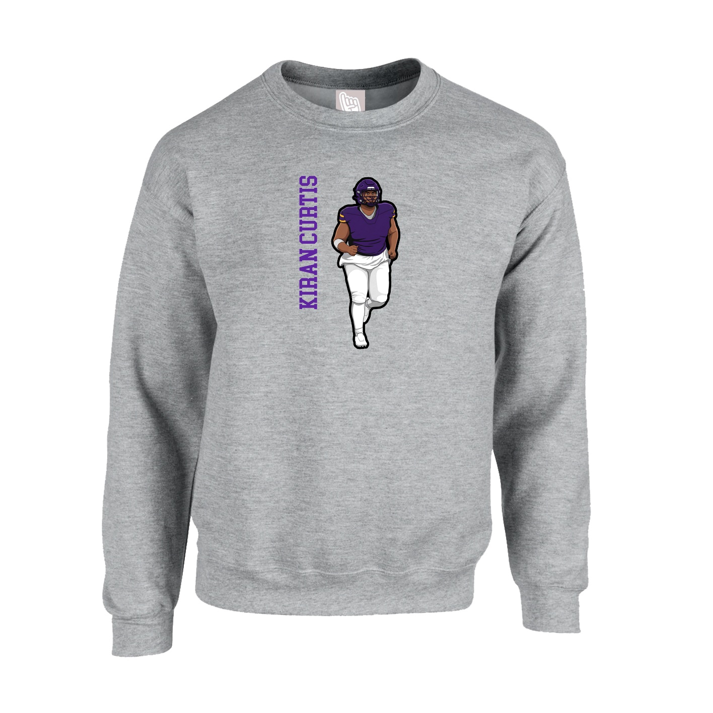Fleece Crew — Name Vertical in Grey