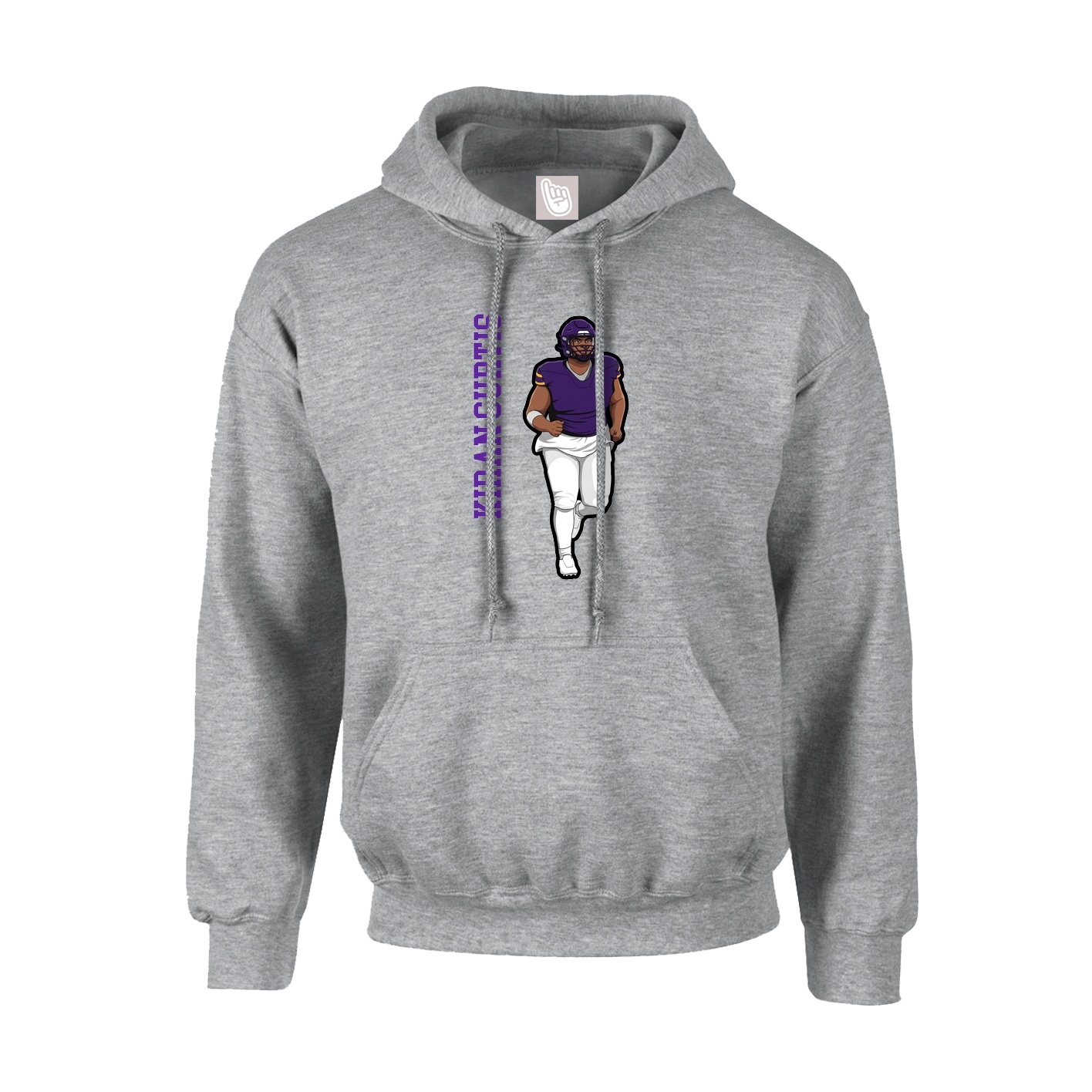 Youth Hoodie — Name Vertical in Grey