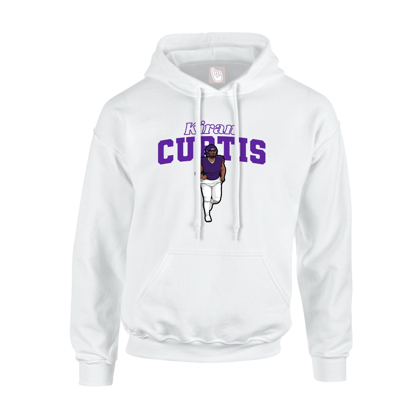 Youth Hoodie — Name Arch in White