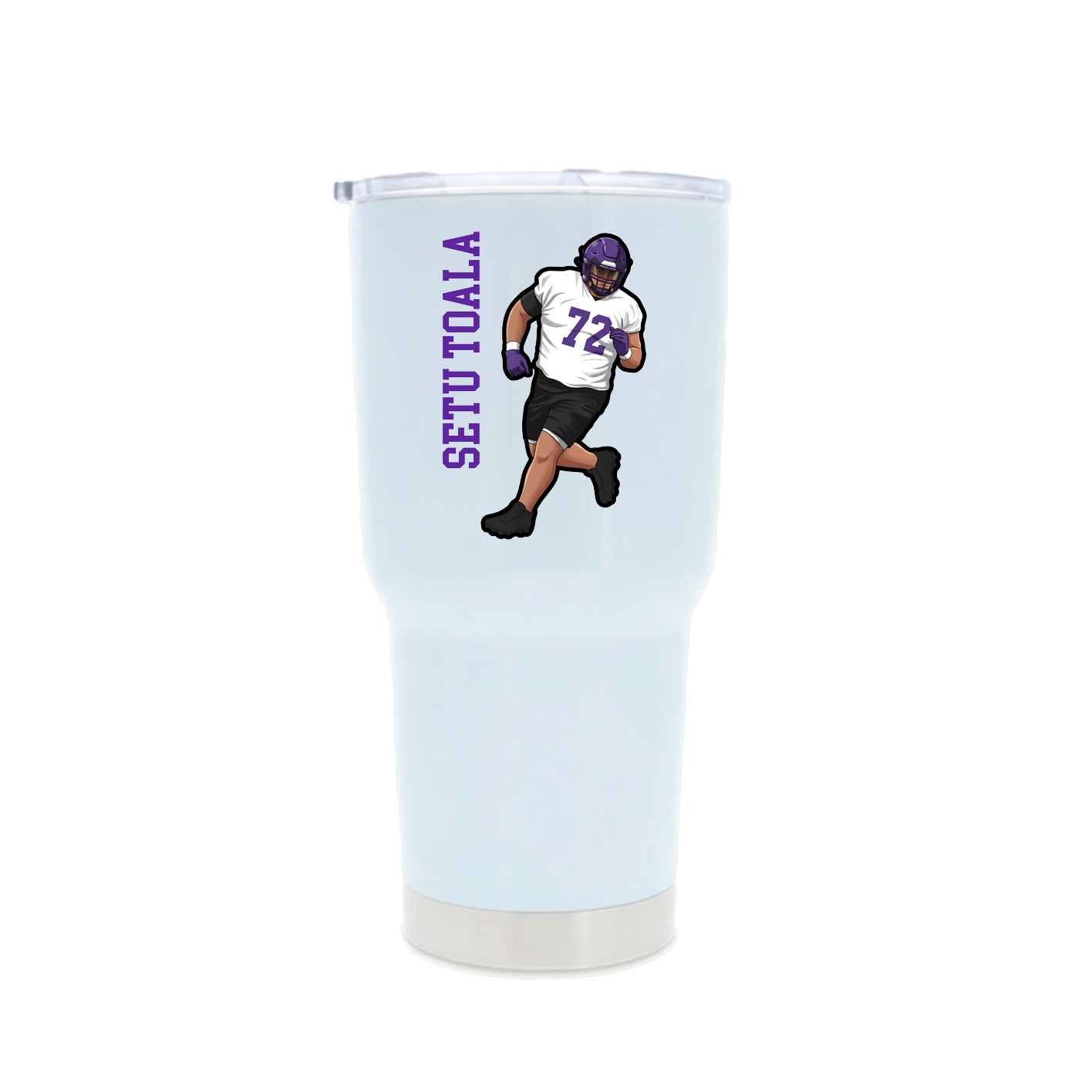 30oz Stainless Steel Tumbler — Name Vertical in White