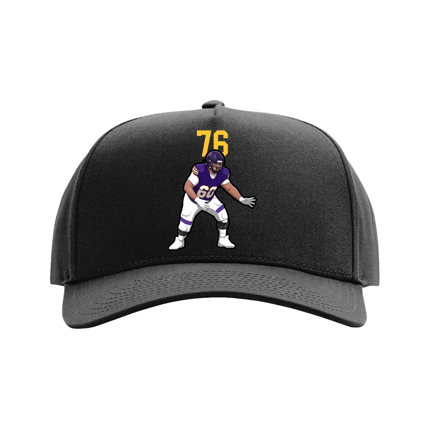 Full Fabric Five-Panel Champ Cap — Number Top in Black