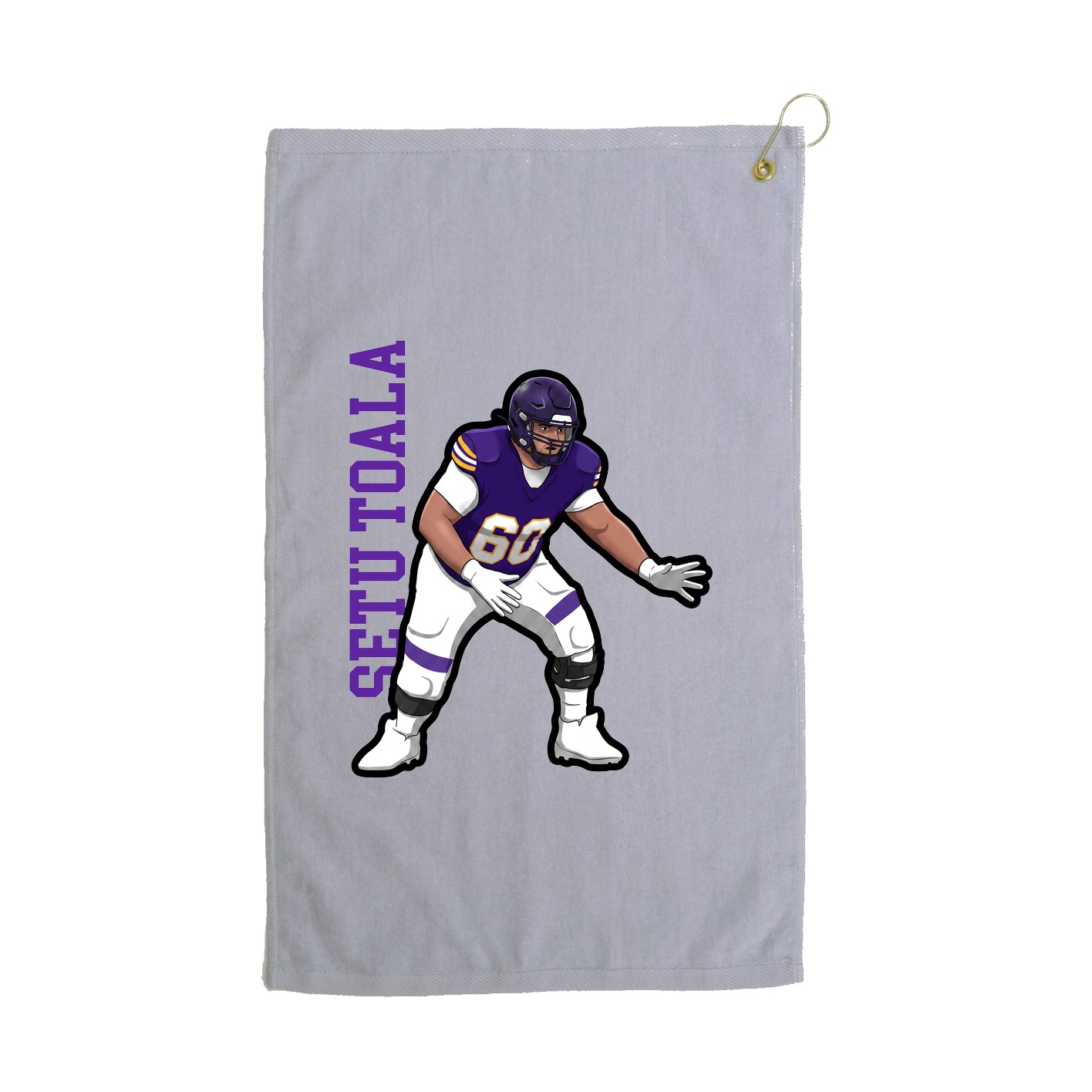 Golf Towel — Name Vertical in Grey