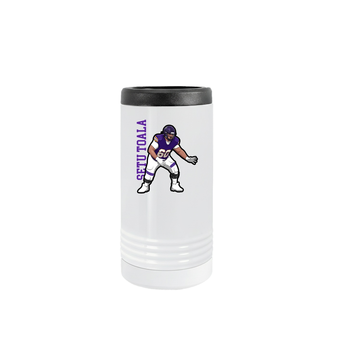 Slim Beverage Holder — Name Vertical in White