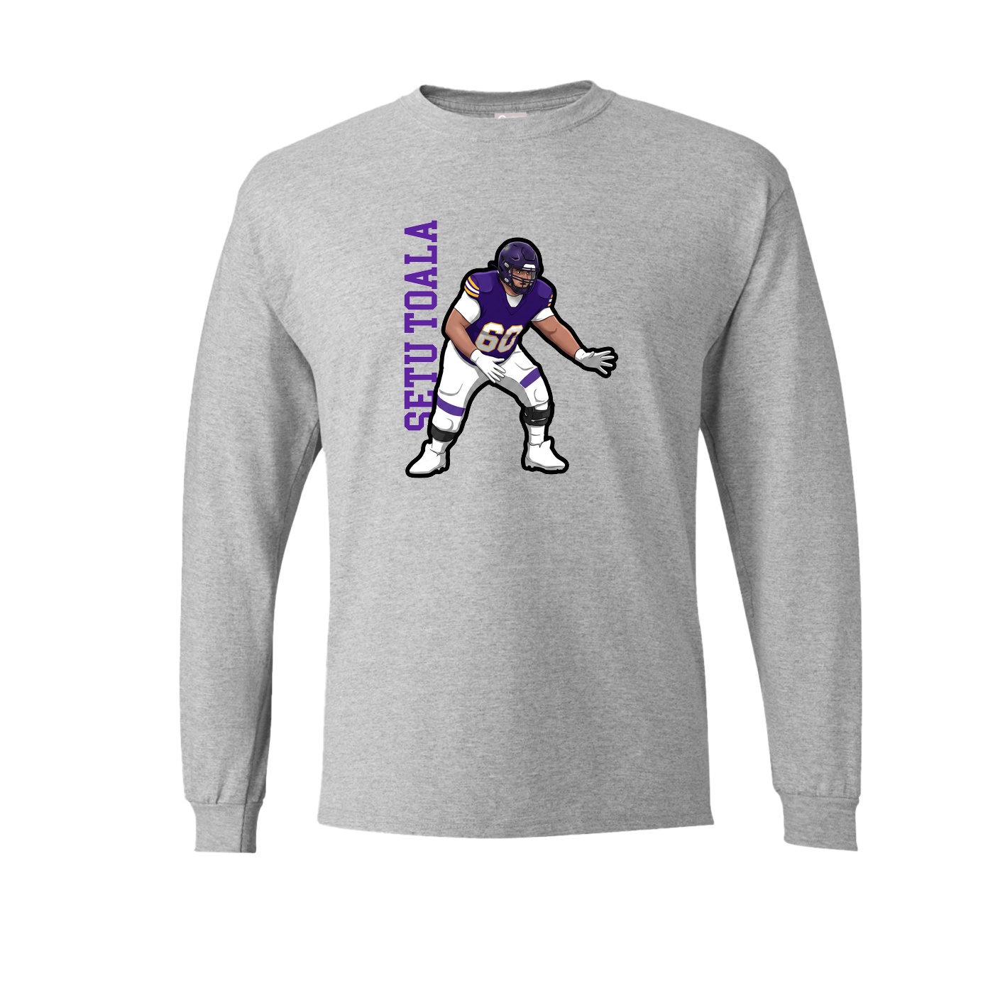 Long Sleeve Tee — Name Vertical in Grey