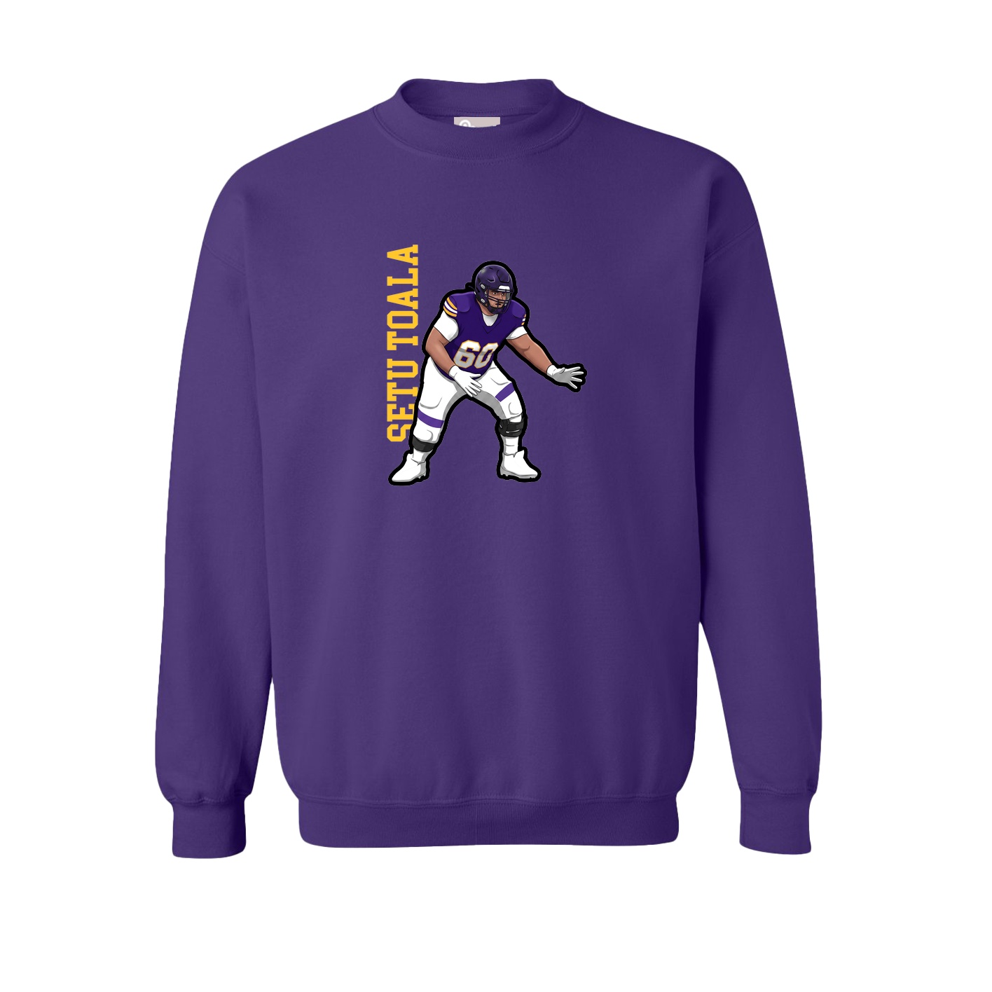 Fleece Crew — Name Vertical in Purple
