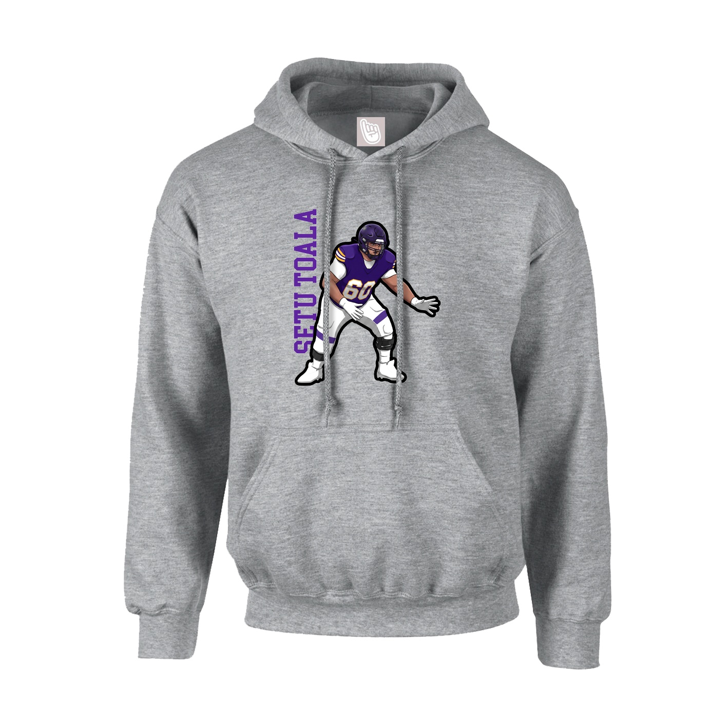 Youth Hoodie — Name Vertical in Grey