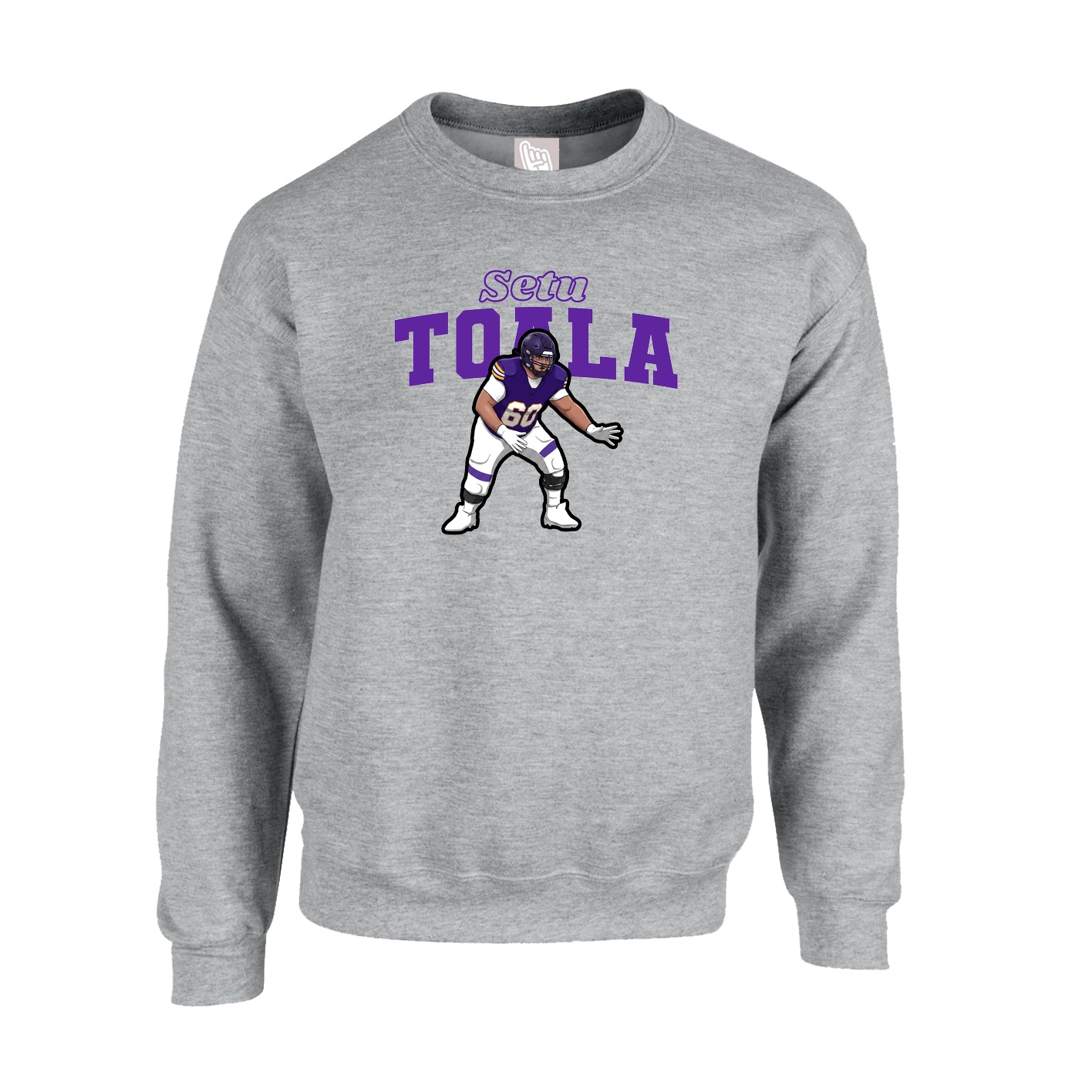 Fleece Crew — Name Arch in Grey