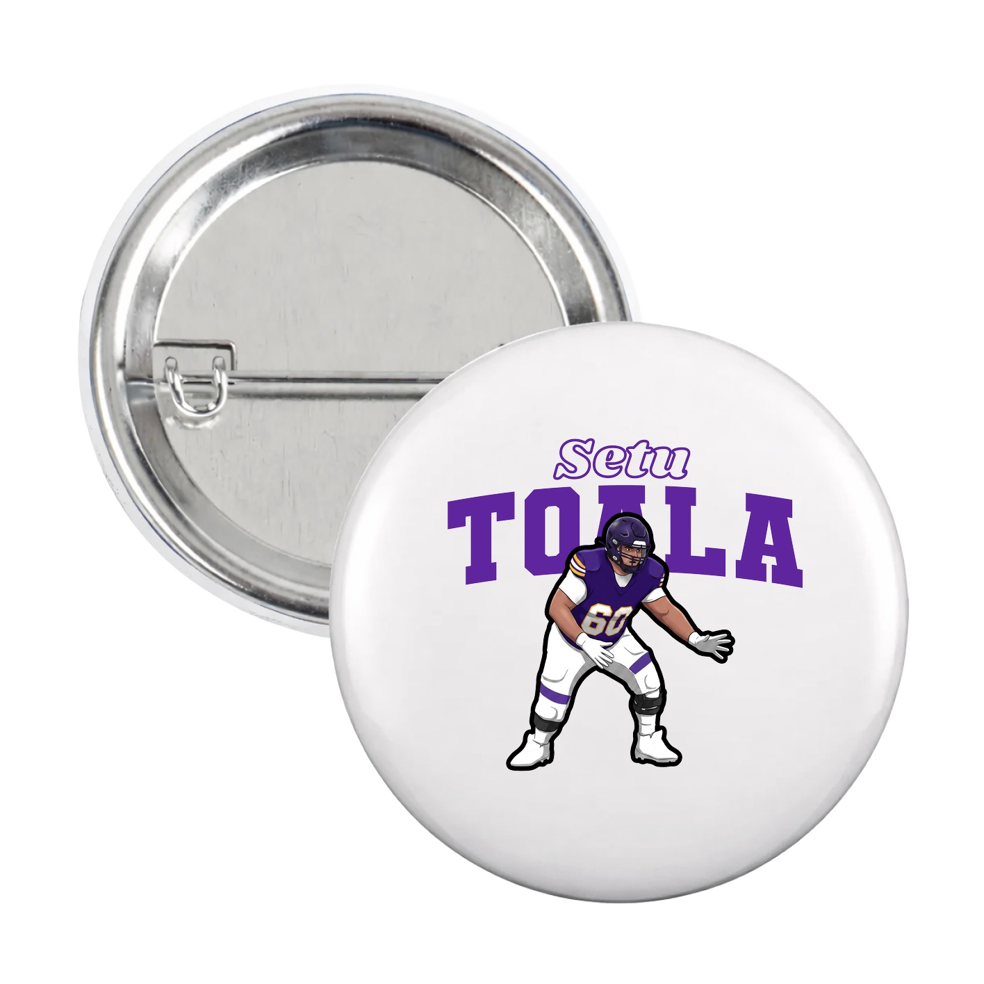 Game Day Button — Name Arch in White