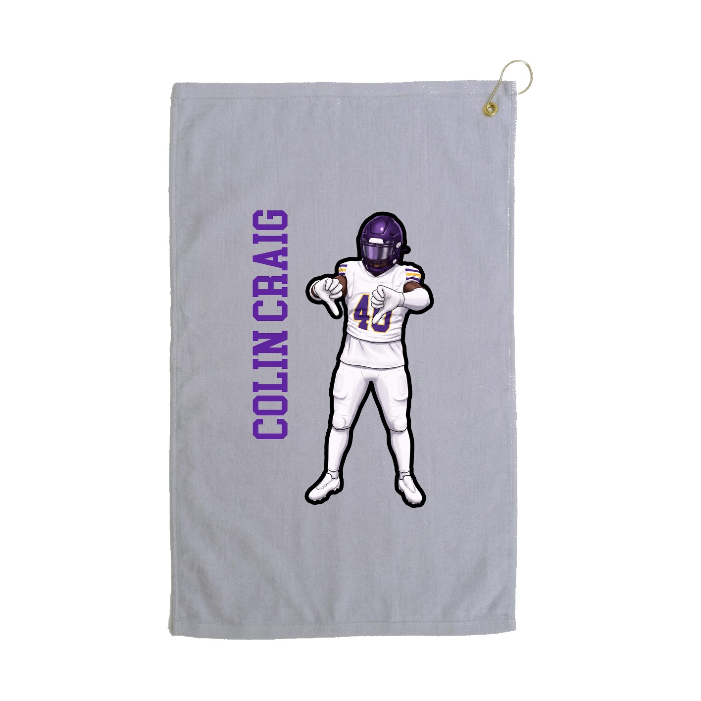 Golf Towel — Name Vertical in Grey