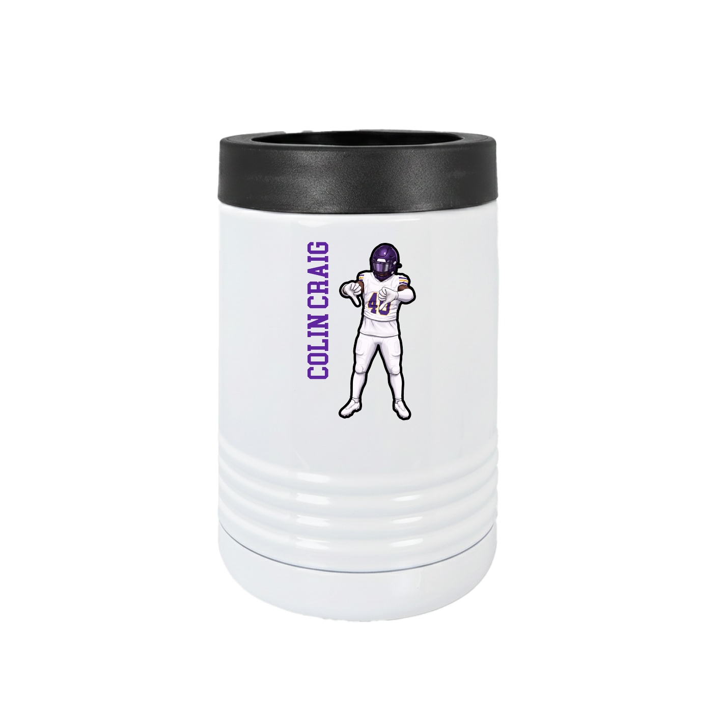 Beverage Holder — Name Vertical in White