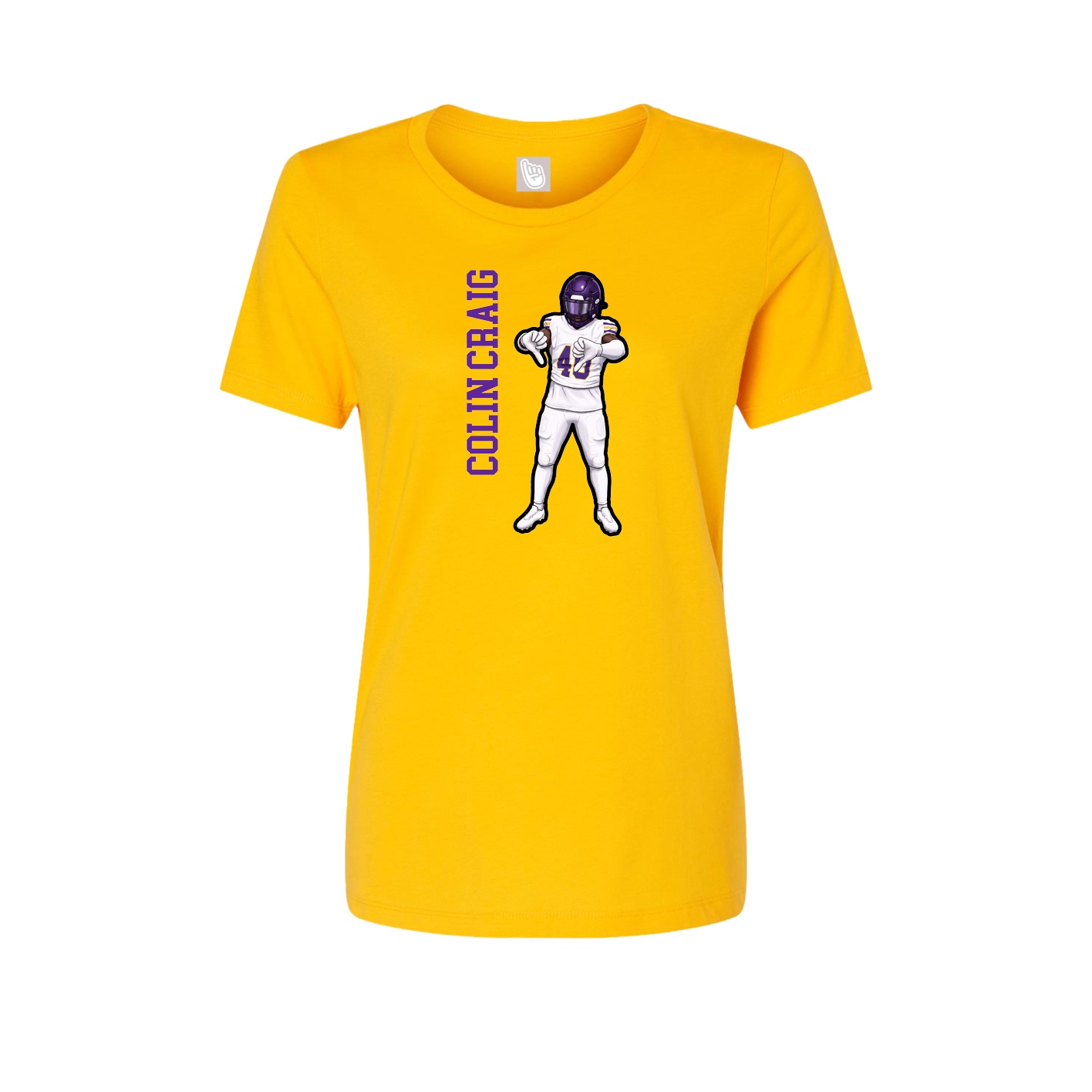 Fitted Women's Tee — Name Vertical in Gold