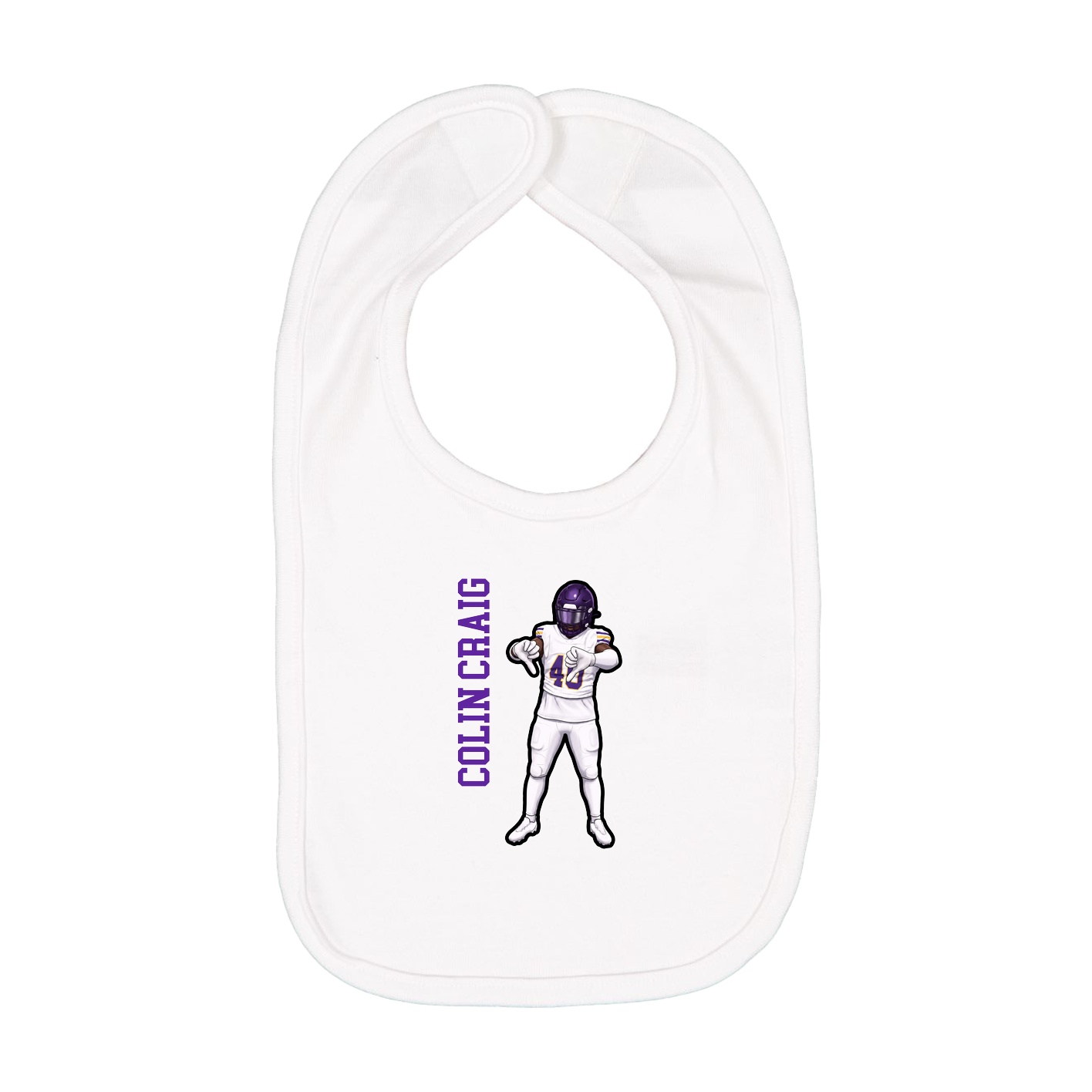 Infant Bib — Name Vertical in White