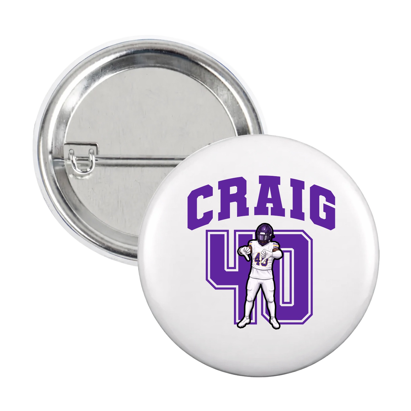 Game Day Button — Number in White