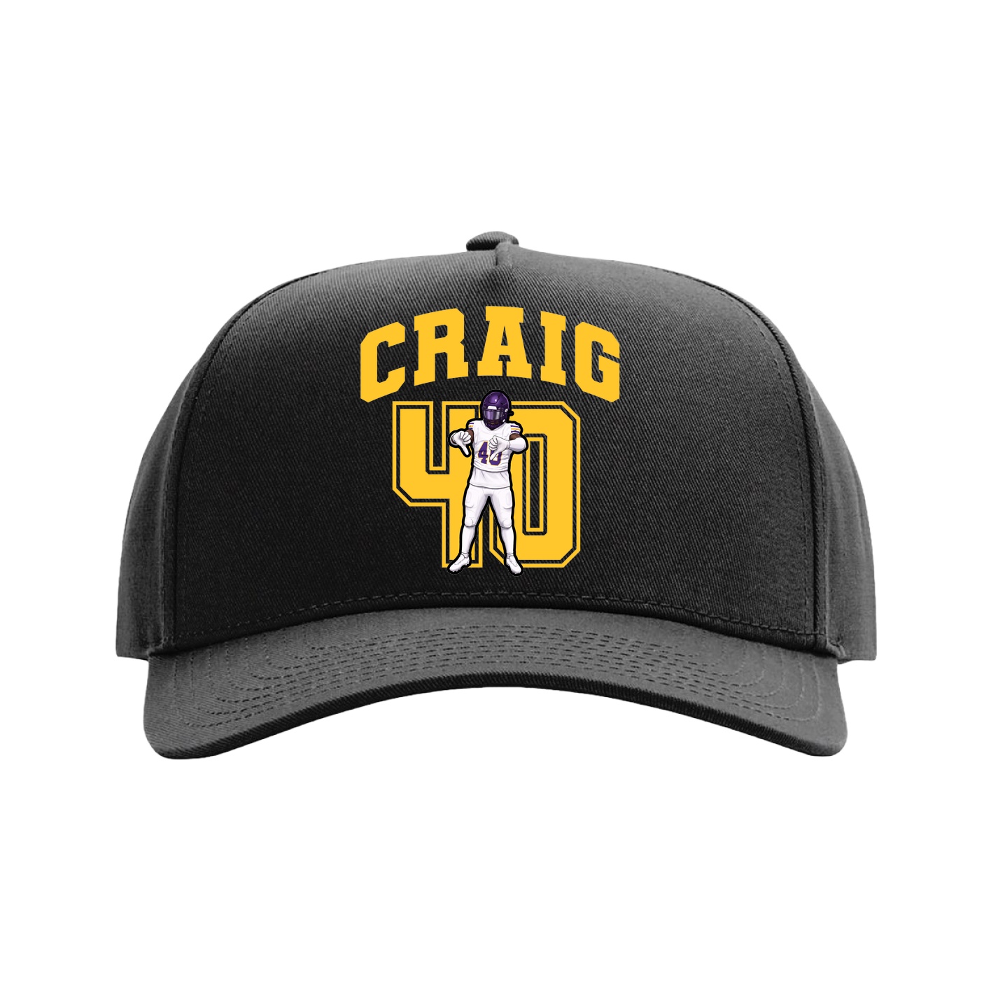 Full Fabric Five-Panel Champ Cap — Number in Black