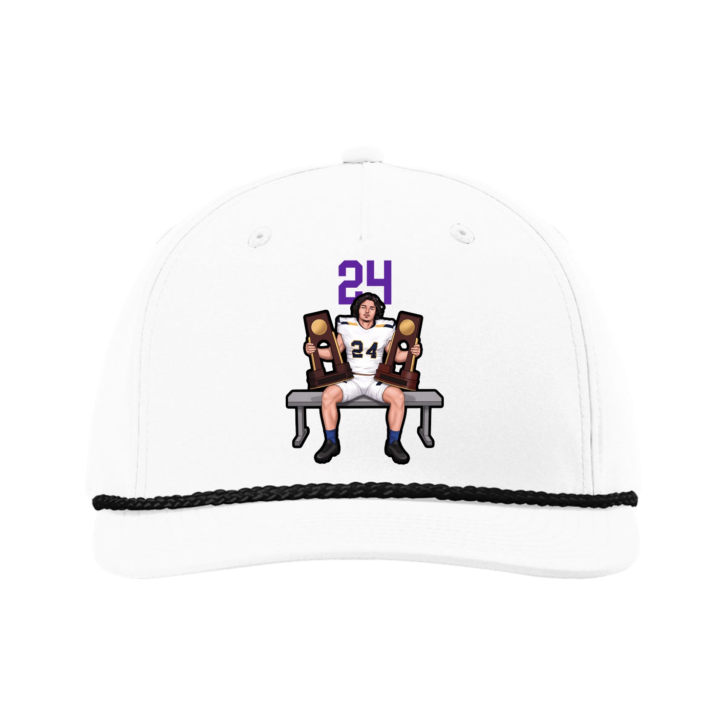 Five-Panel Classic Rope Cap — Number Top in White