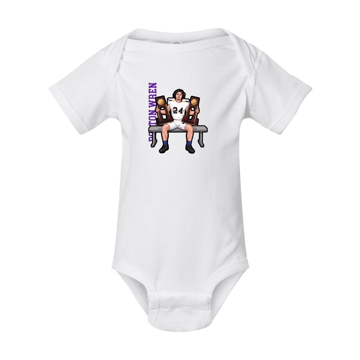 Baby Onesie — Name Vertical in White