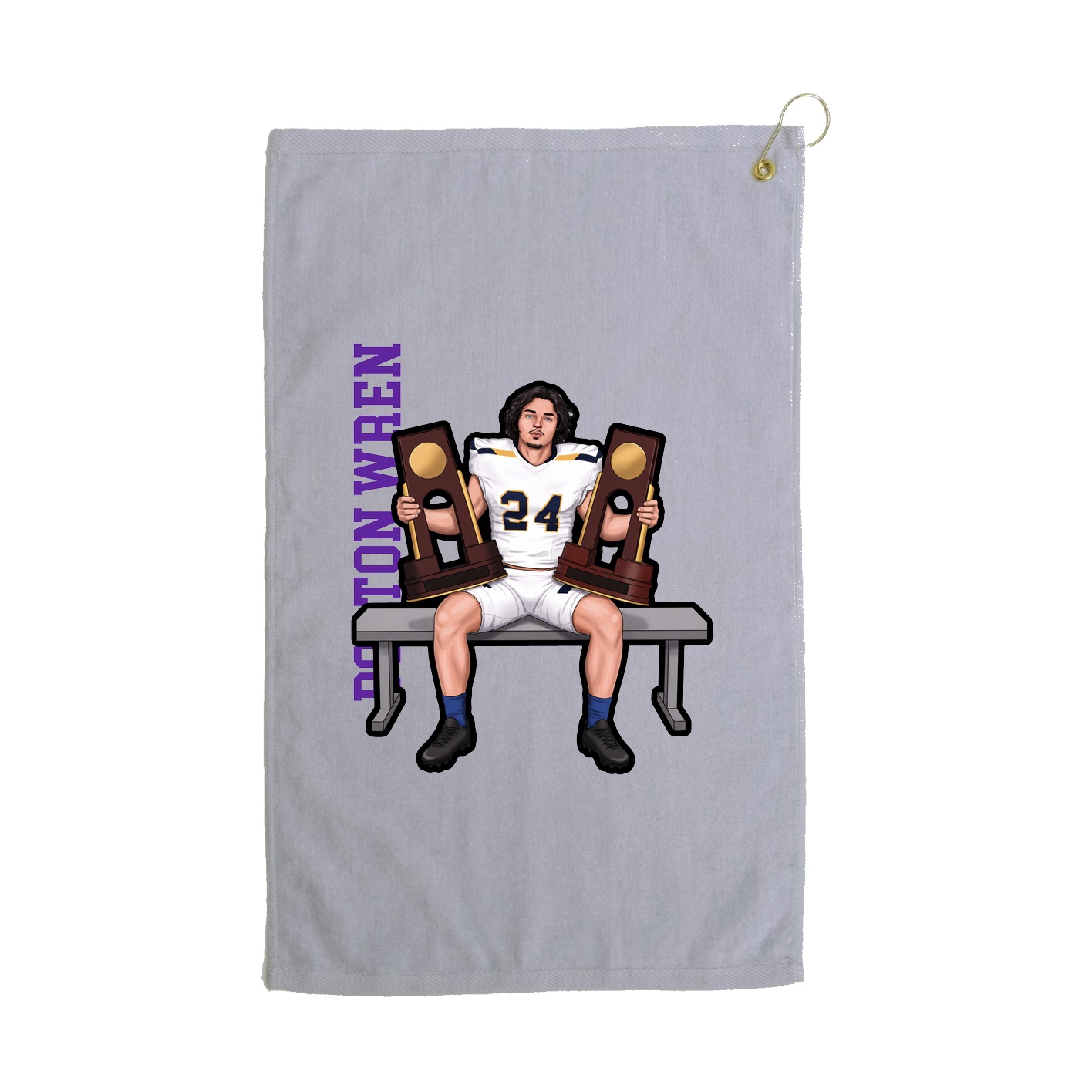 Golf Towel — Name Vertical in Grey