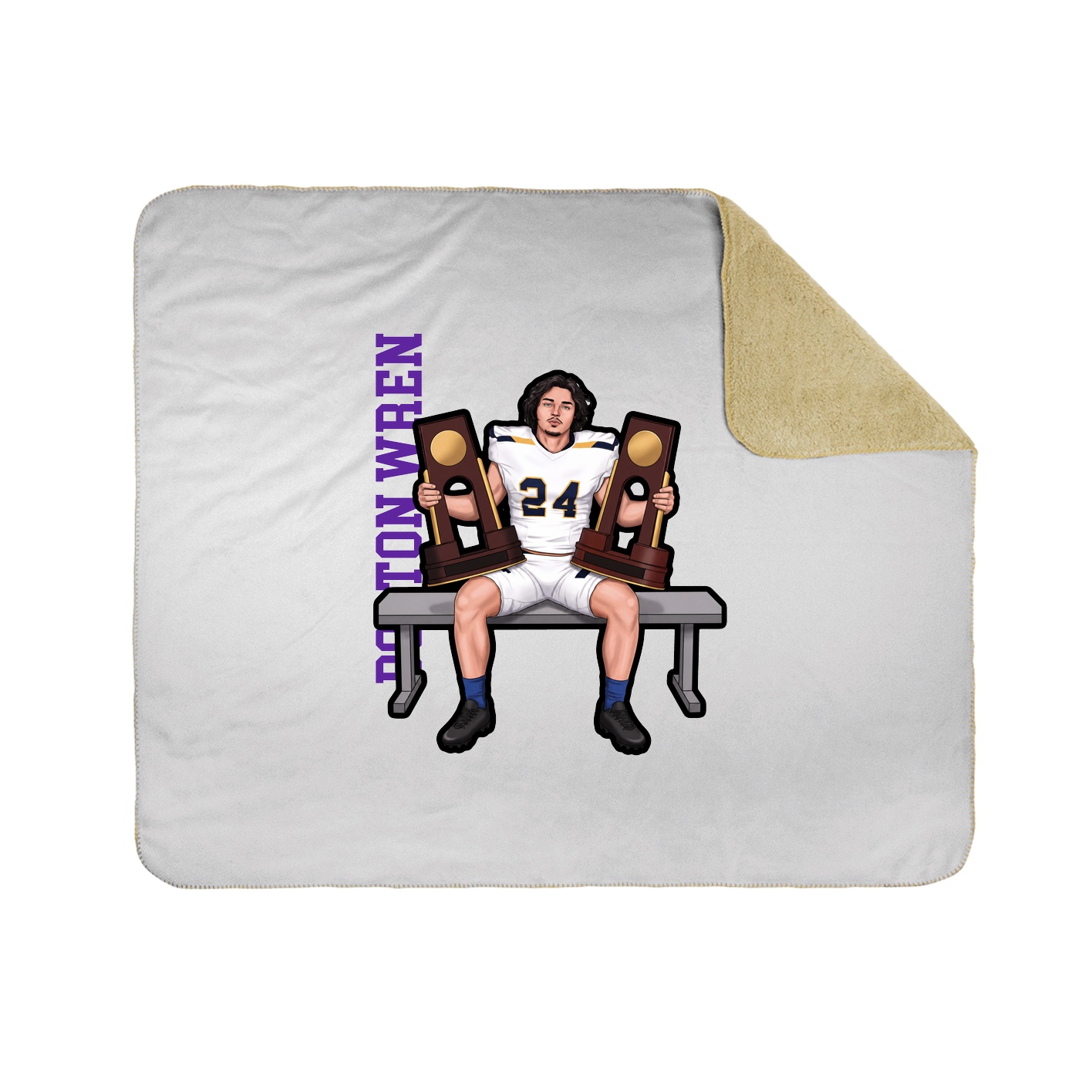 Throw Blanket — Name Vertical in White