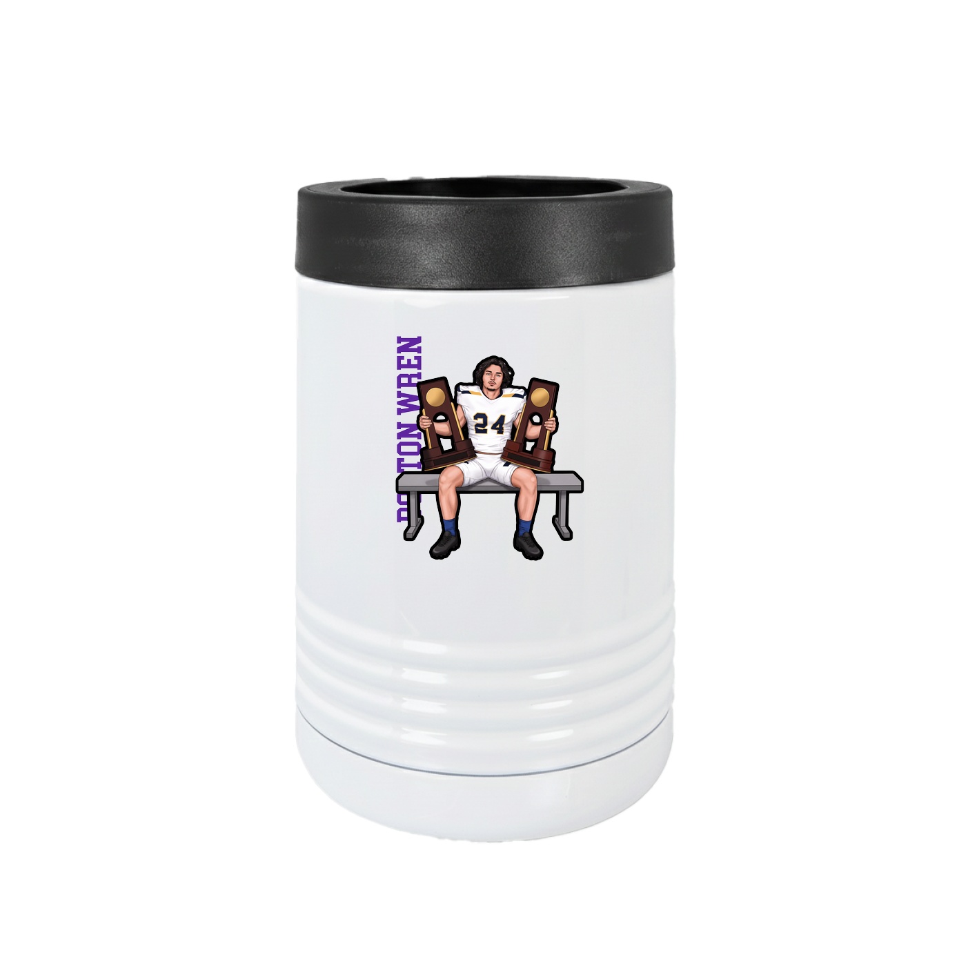 Beverage Holder — Name Vertical in White