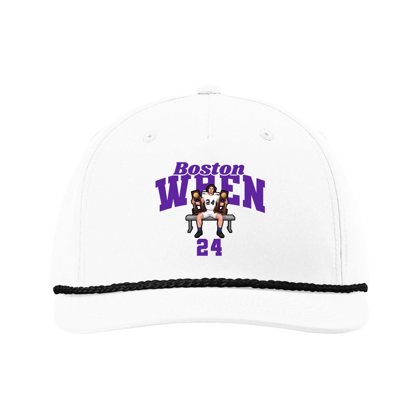 Five-Panel Classic Rope Cap — Signature Arch in White