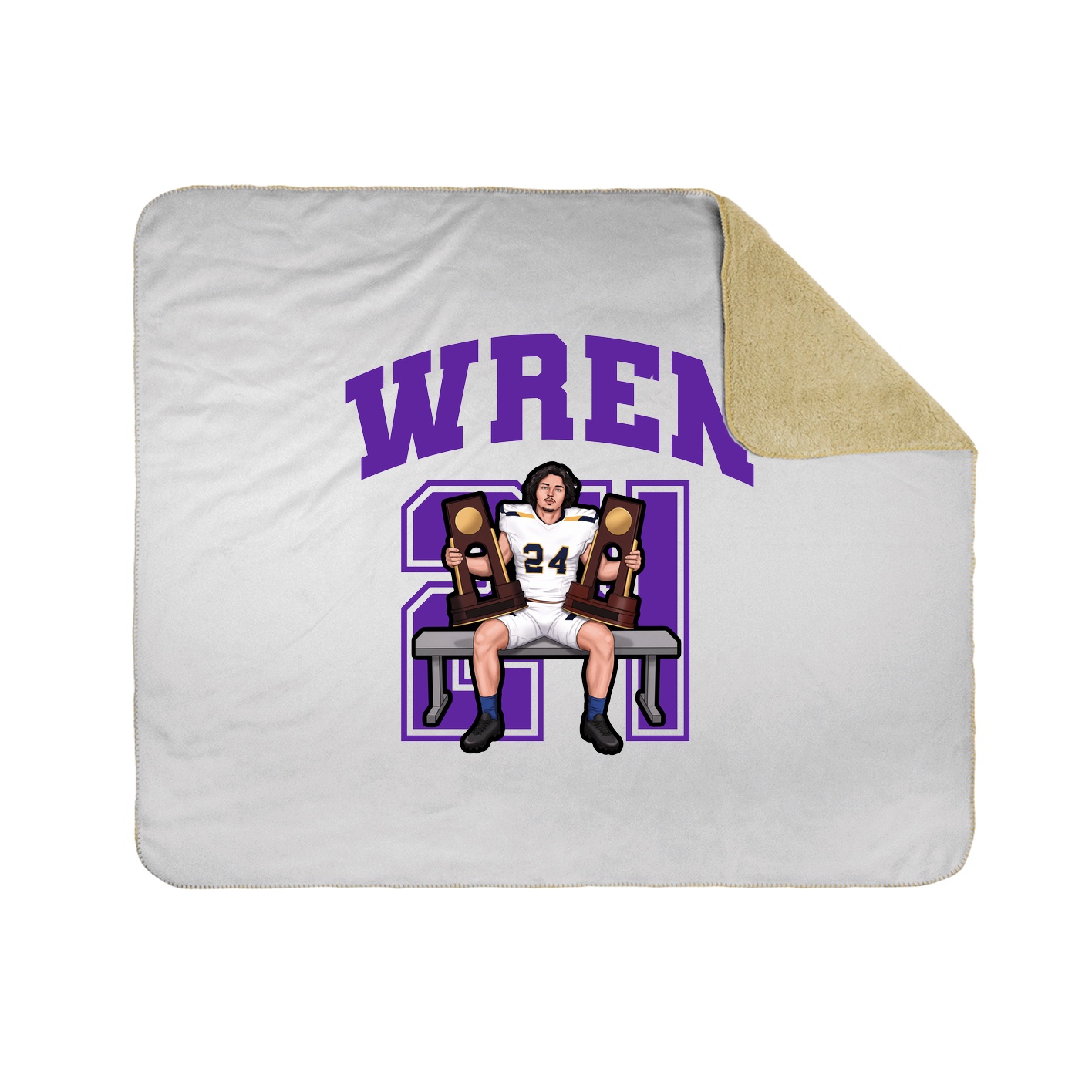 Throw Blanket — Number in White