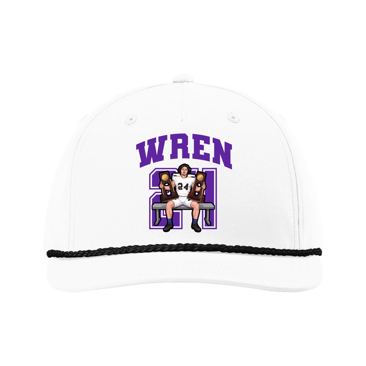 Five-Panel Classic Rope Cap — Number in White