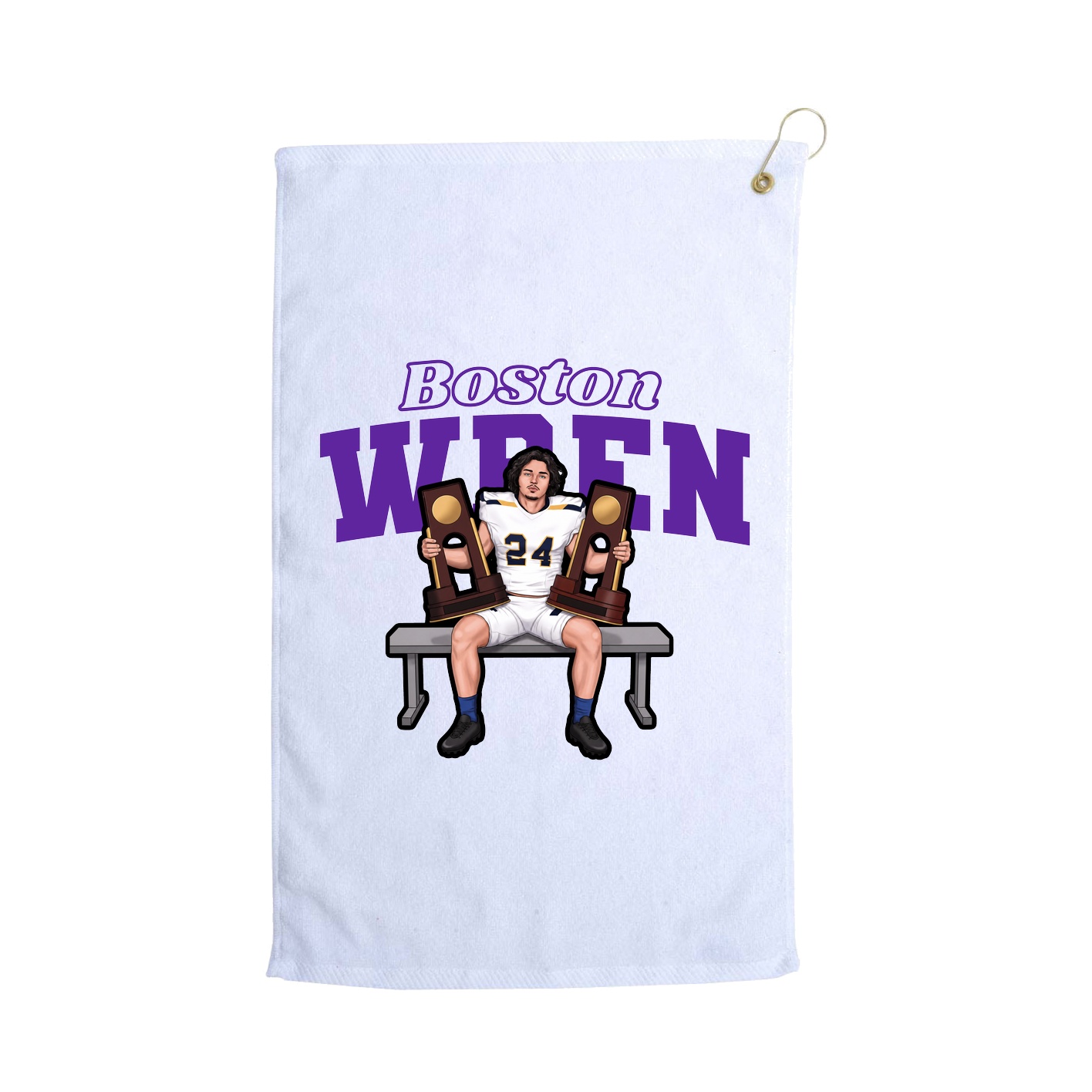 Golf Towel — Name Arch in White