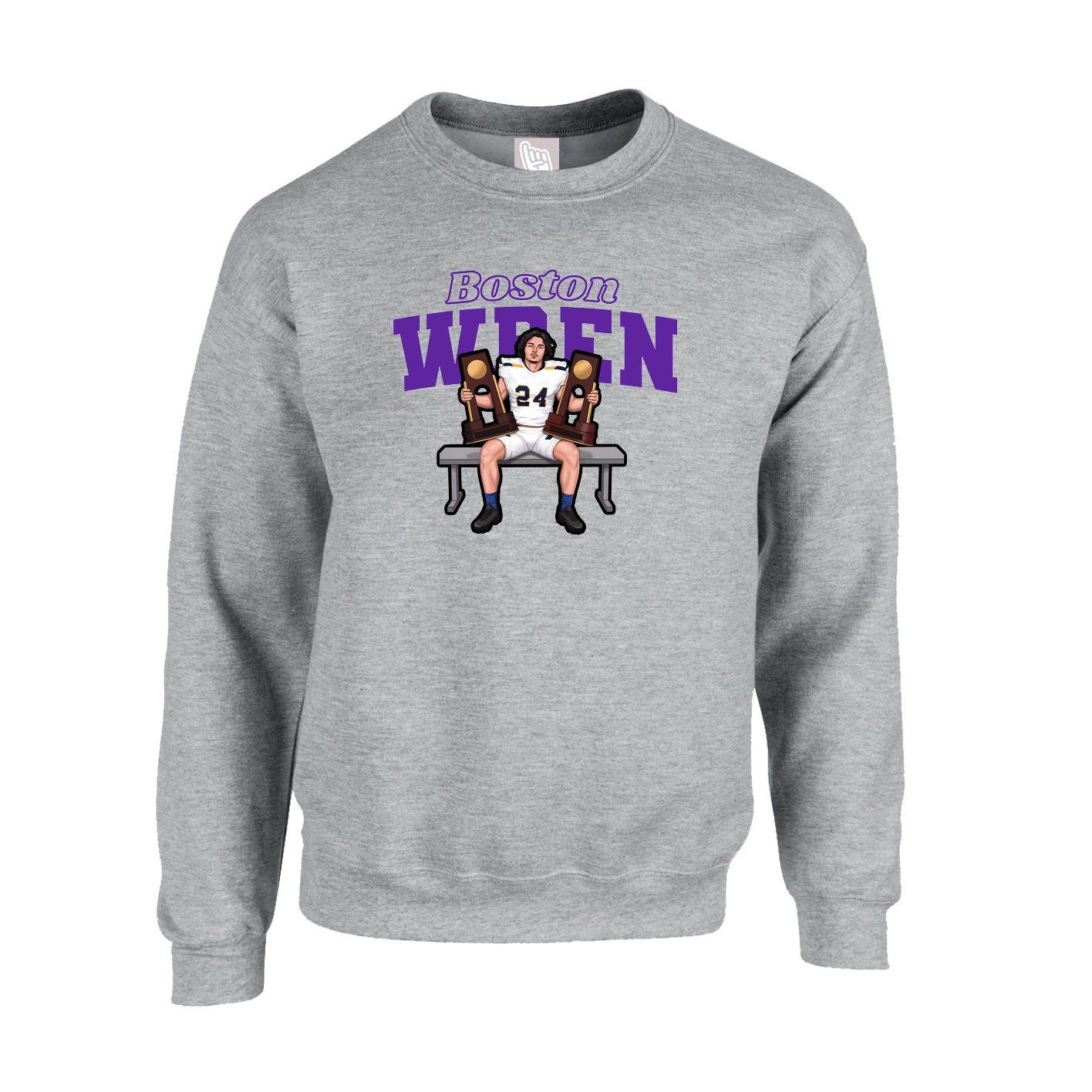 Fleece Crew — Name Arch in Grey