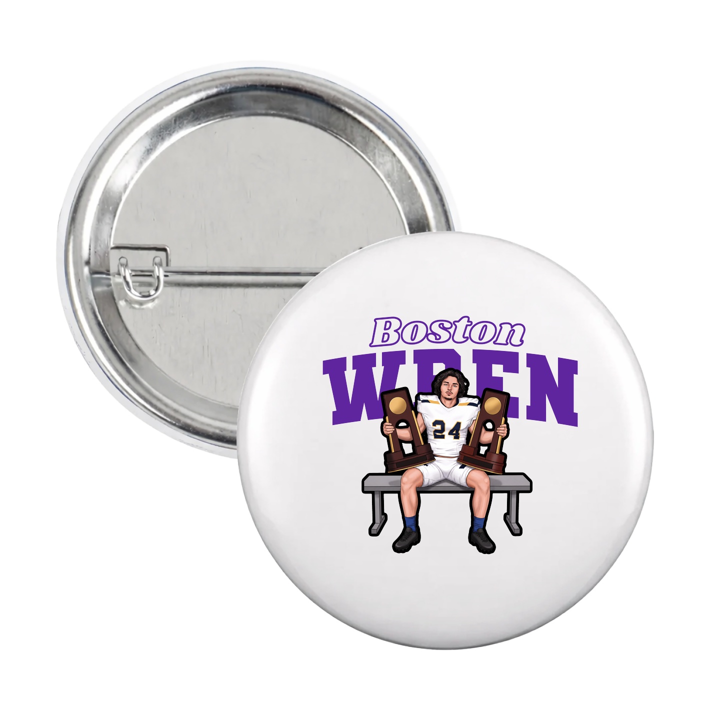 Game Day Button — Name Arch in White