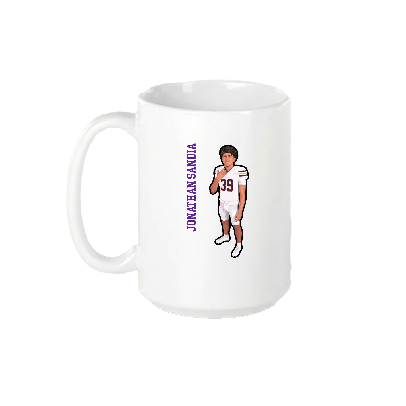 15oz Coffee Mug — Name Vertical in White