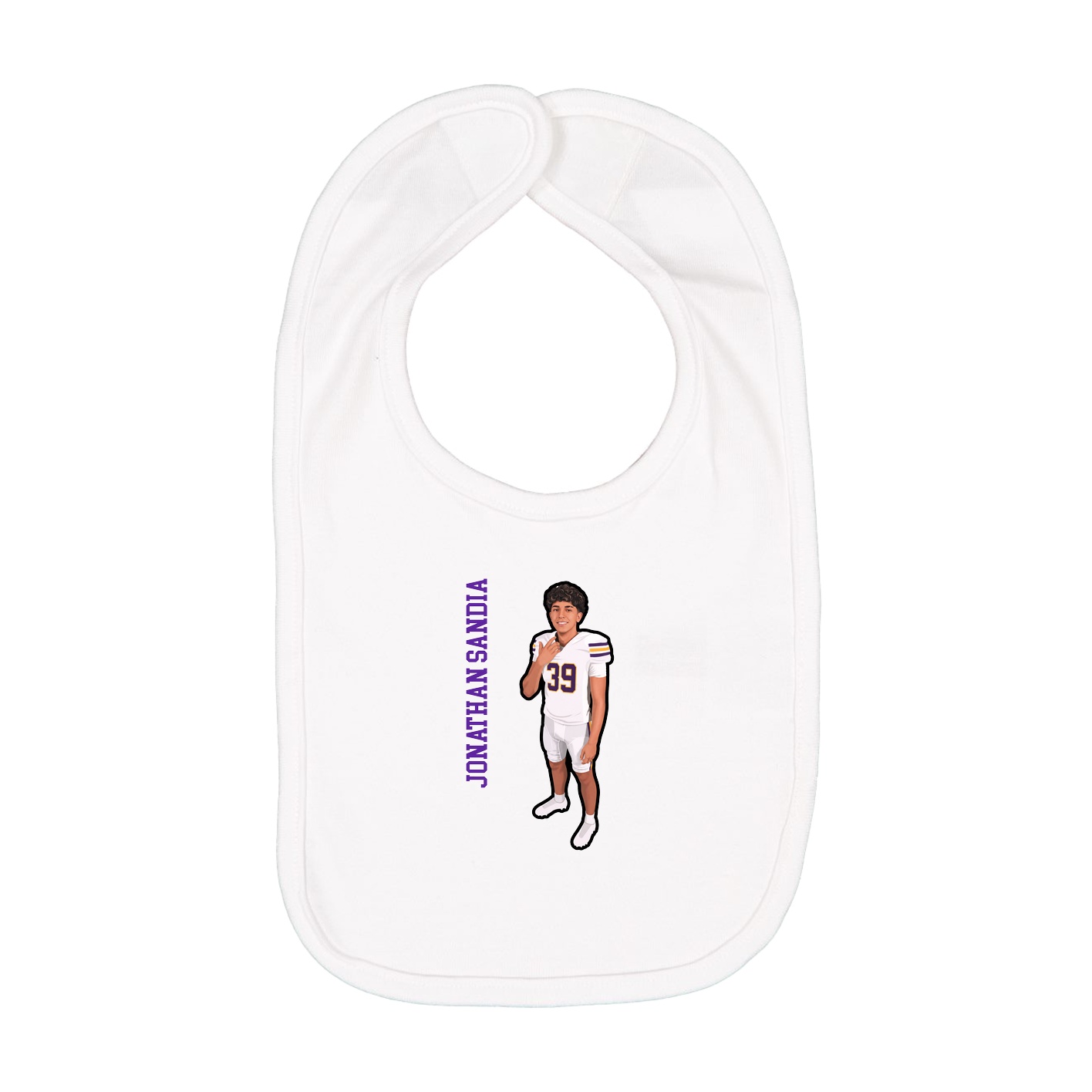 Infant Bib — Name Vertical in White