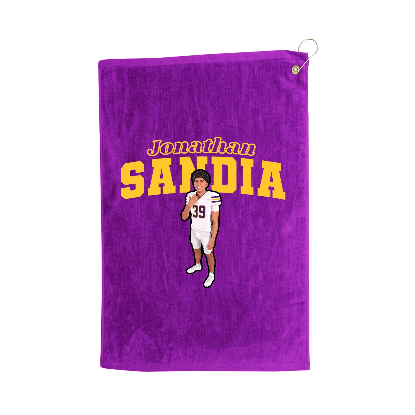 Golf Towel — Name Arch in Purple