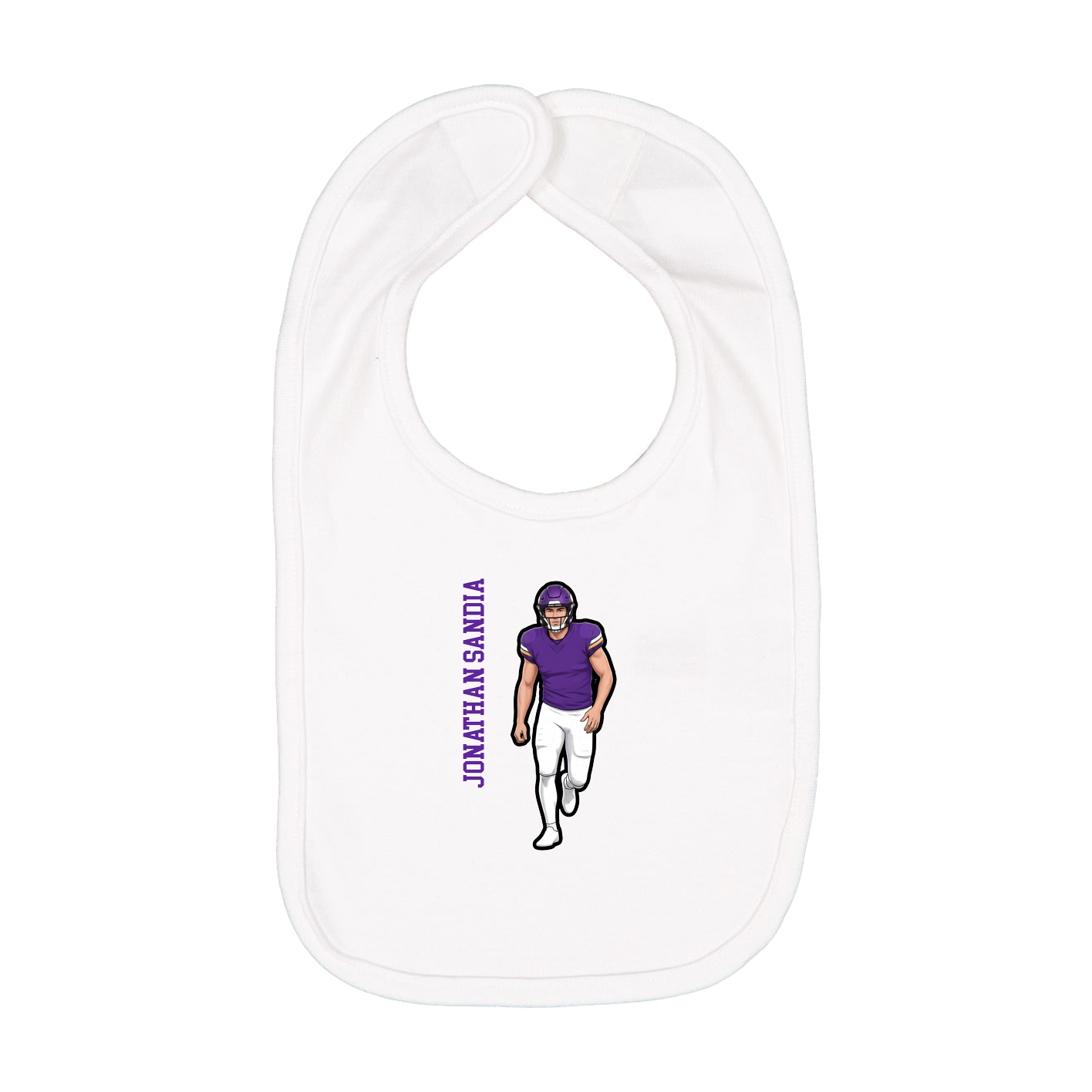 Infant Bib — Name Vertical in White