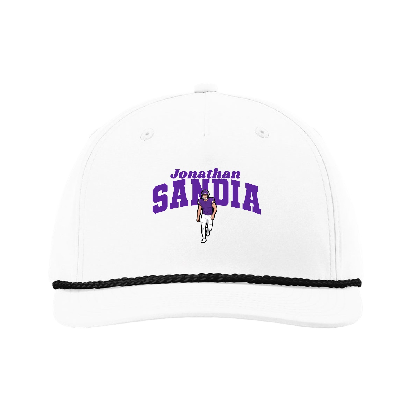 Five-Panel Classic Rope Cap — Signature Arch in White