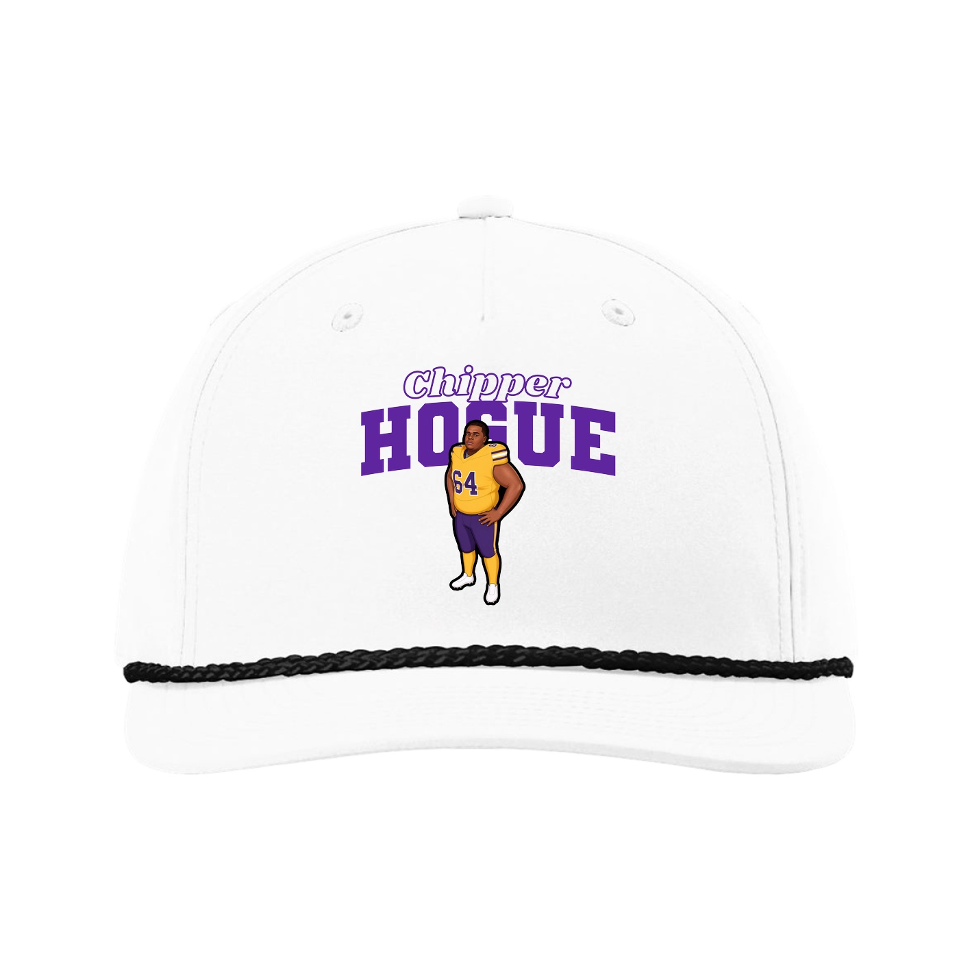 Five-Panel Classic Rope Cap — Name Arch in White