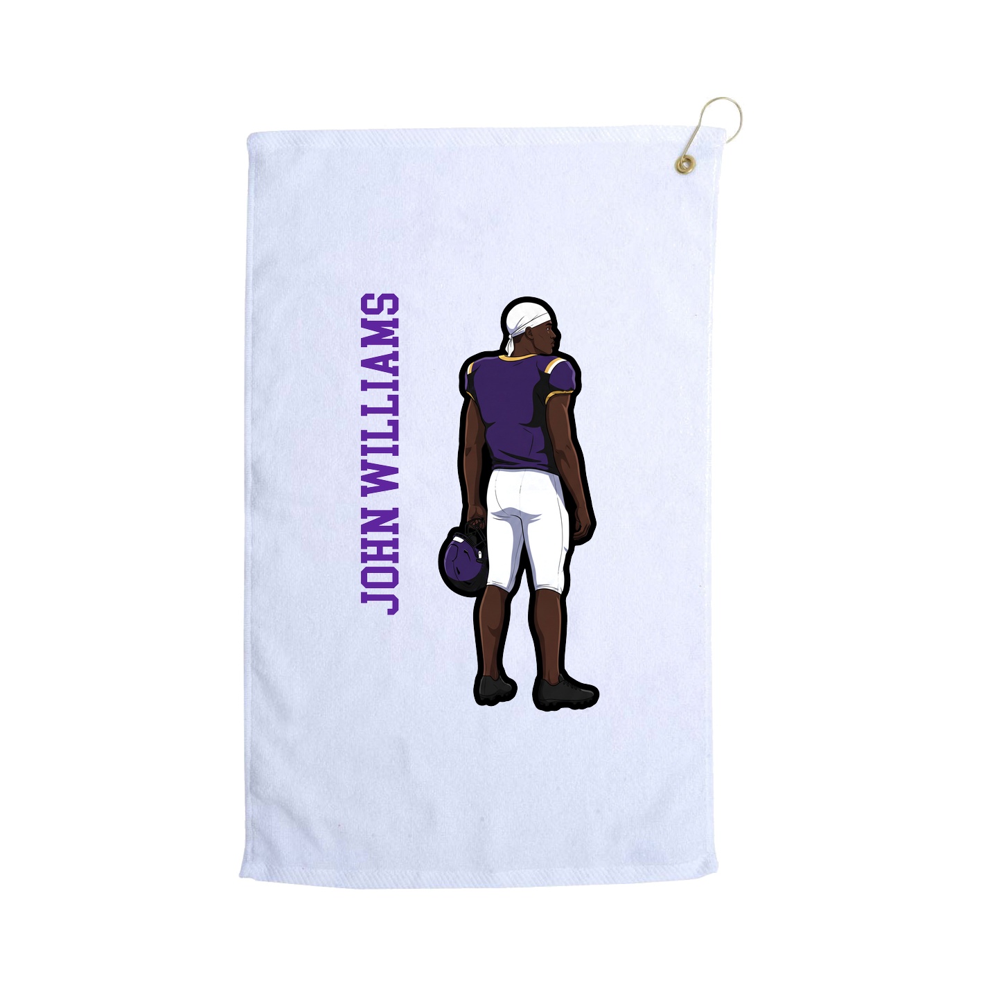 Golf Towel — Name Vertical in White