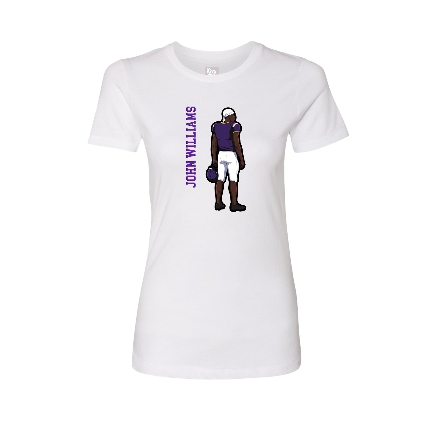 Fitted Women's Tee — Name Vertical in White