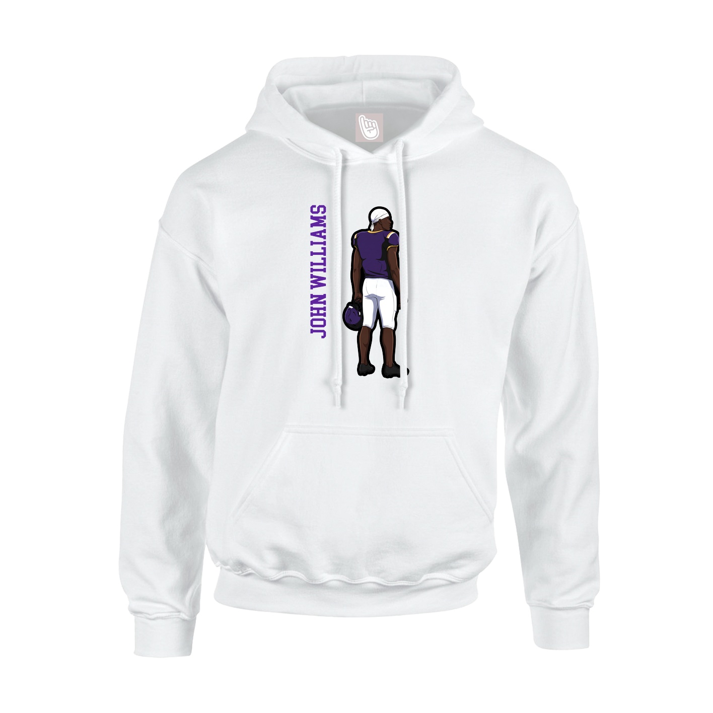 Youth Hoodie — Name Vertical in White