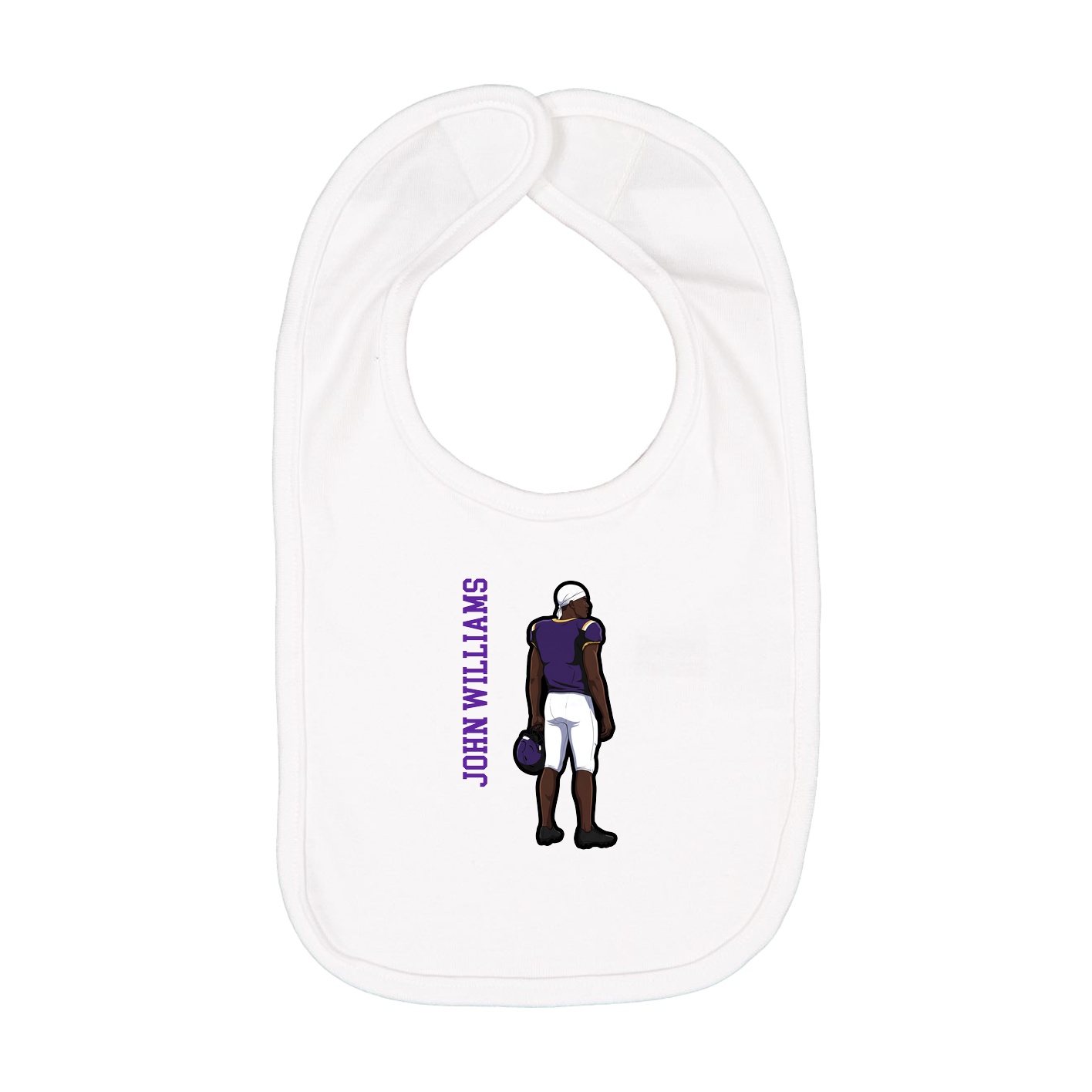 Infant Bib — Name Vertical in White
