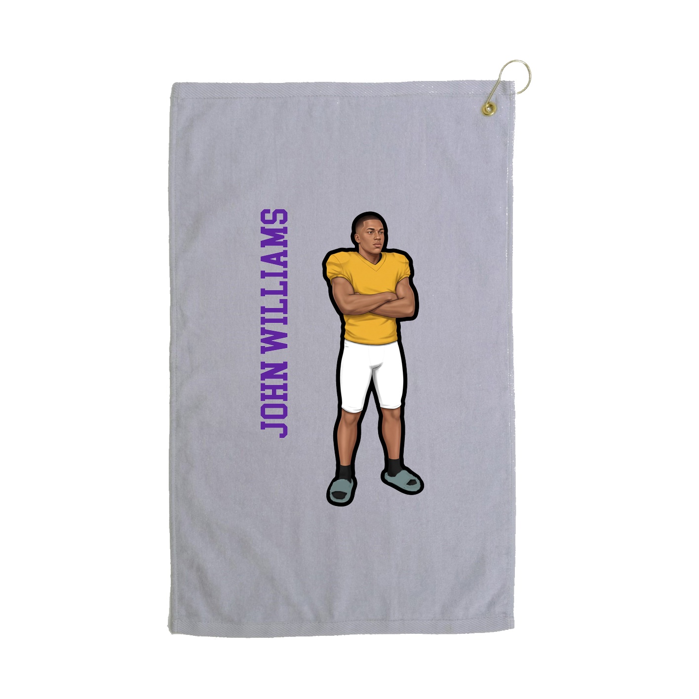 Golf Towel — Name Vertical in Grey