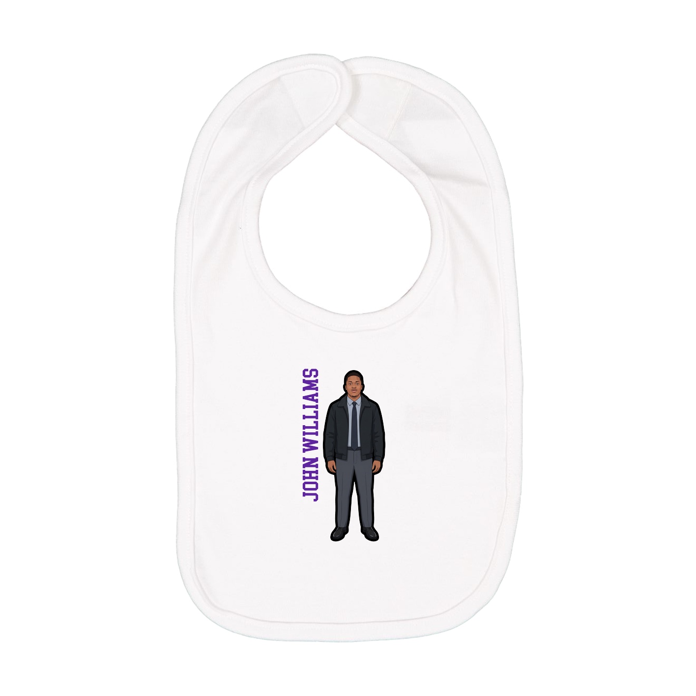 Infant Bib — Name Vertical in White
