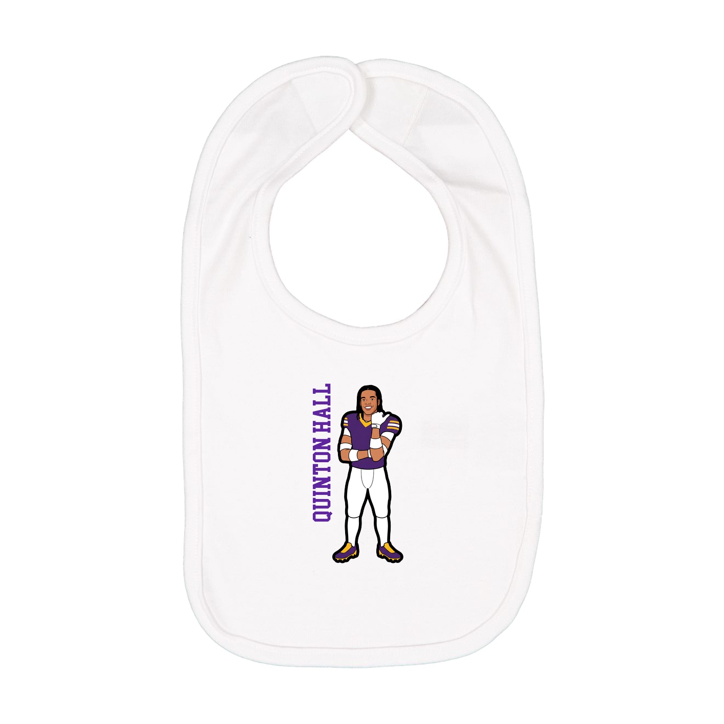 Infant Bib — Name Vertical in White
