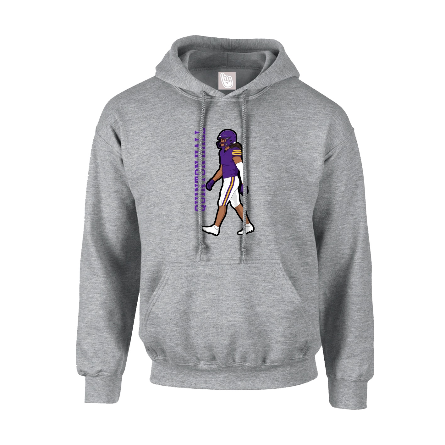 Youth Hoodie — Name Vertical in Grey