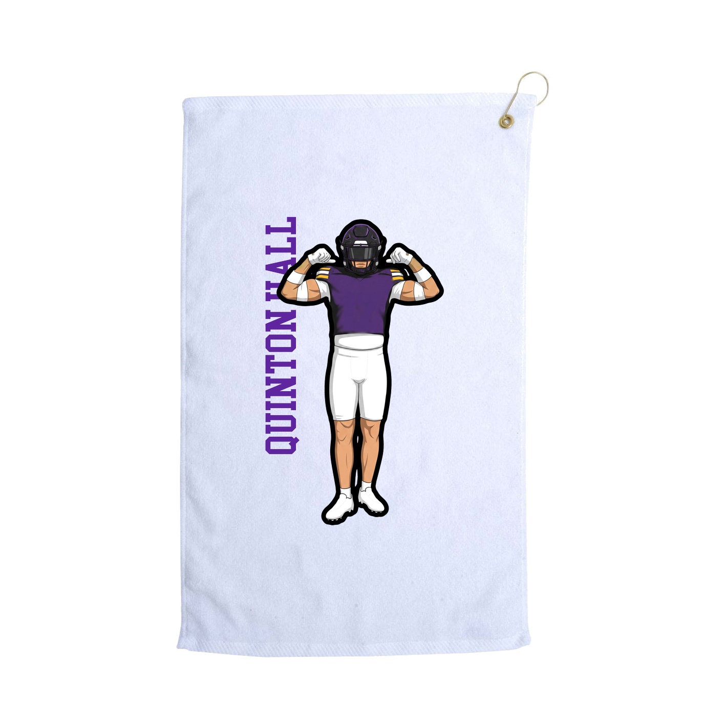 Golf Towel — Name Vertical in White