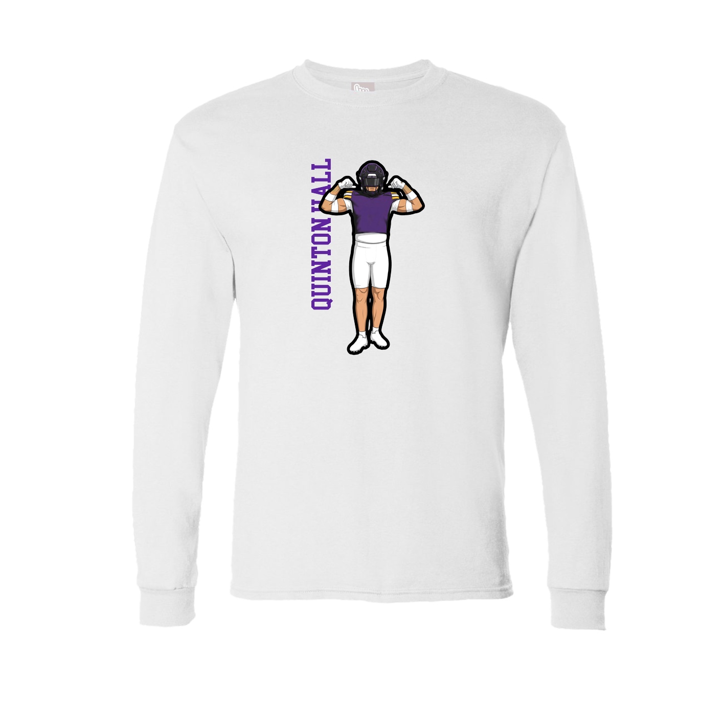 Long Sleeve Tee — Name Vertical in White