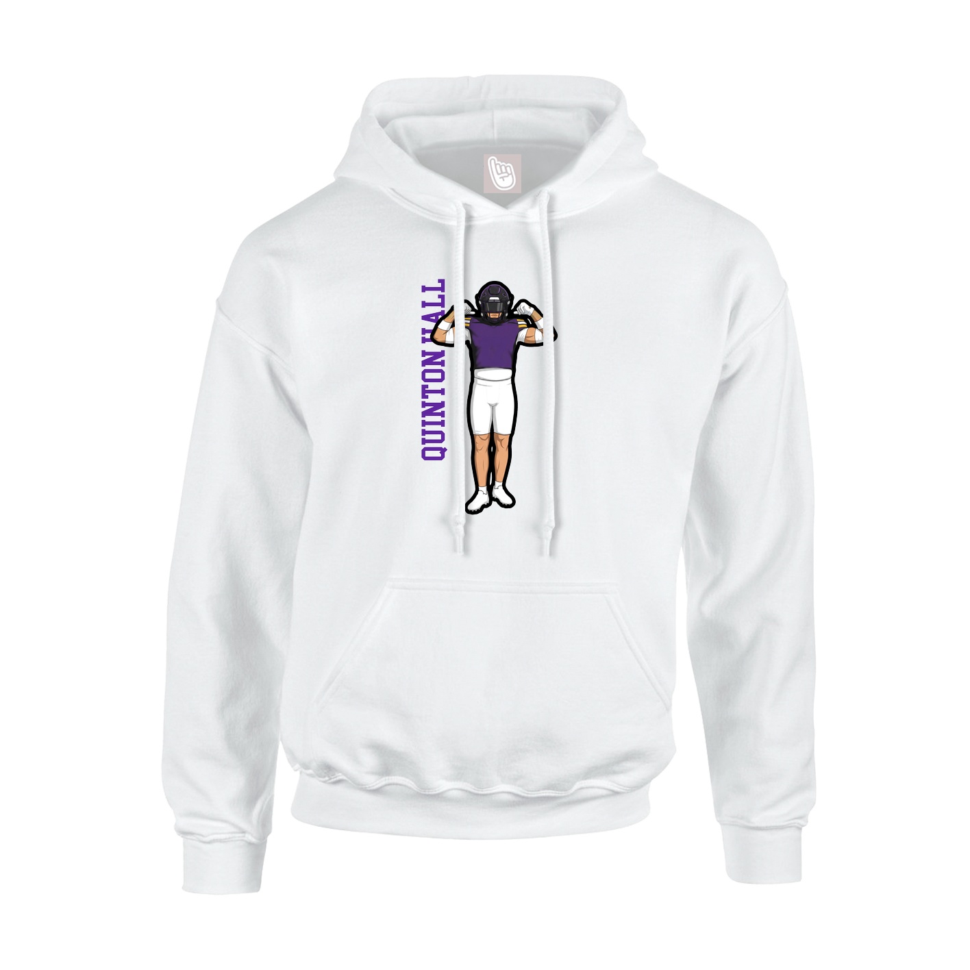 Youth Hoodie — Name Vertical in White